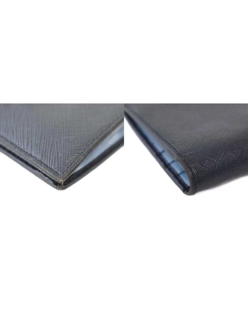 Prada Bifold Wallet Compact Saffiano Leather Navy